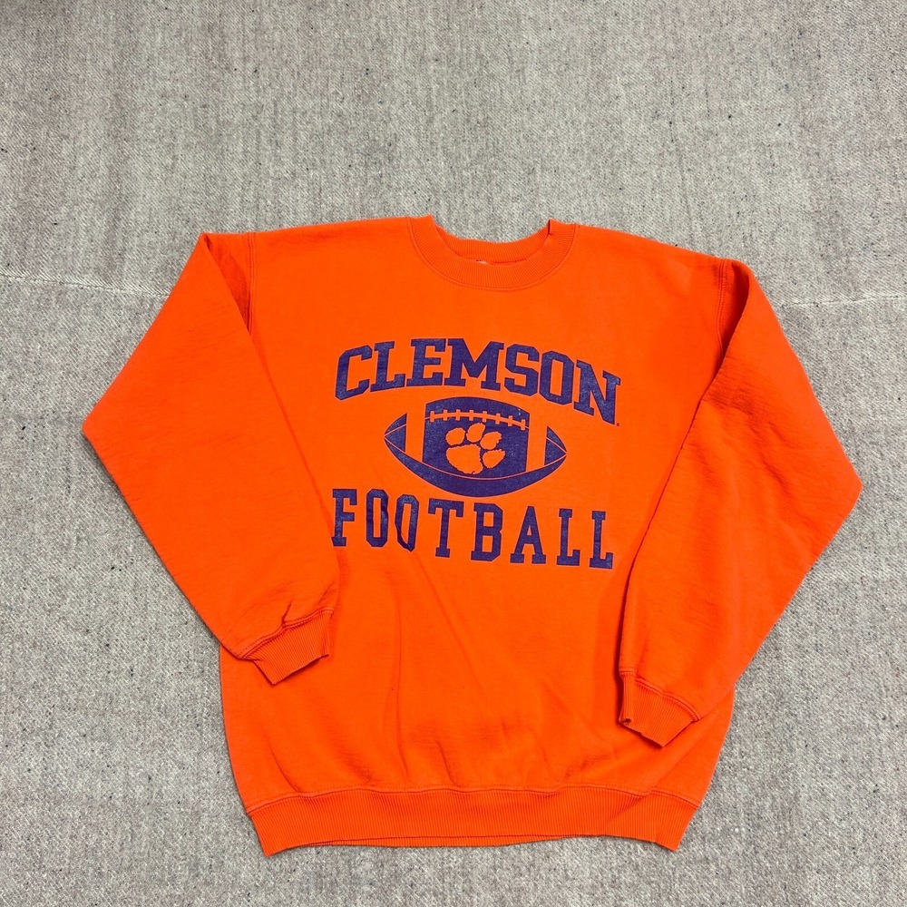 Vintage Clemson Football‎ Sweatshirt Mens Medium Orange 2000s